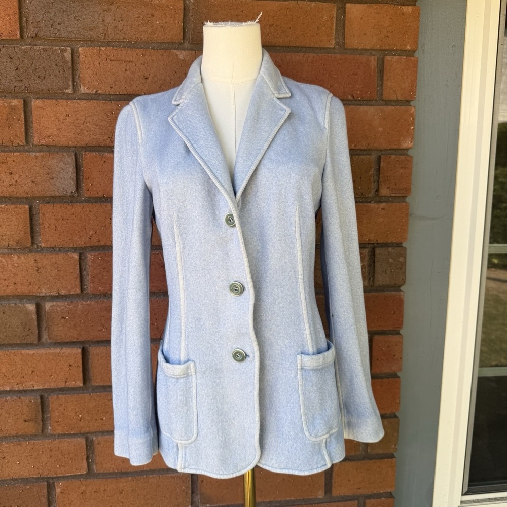 Lanificio Colombo Cashmere‎ Fleece 'Kate' Blazer | Light Blue | Est Size Small